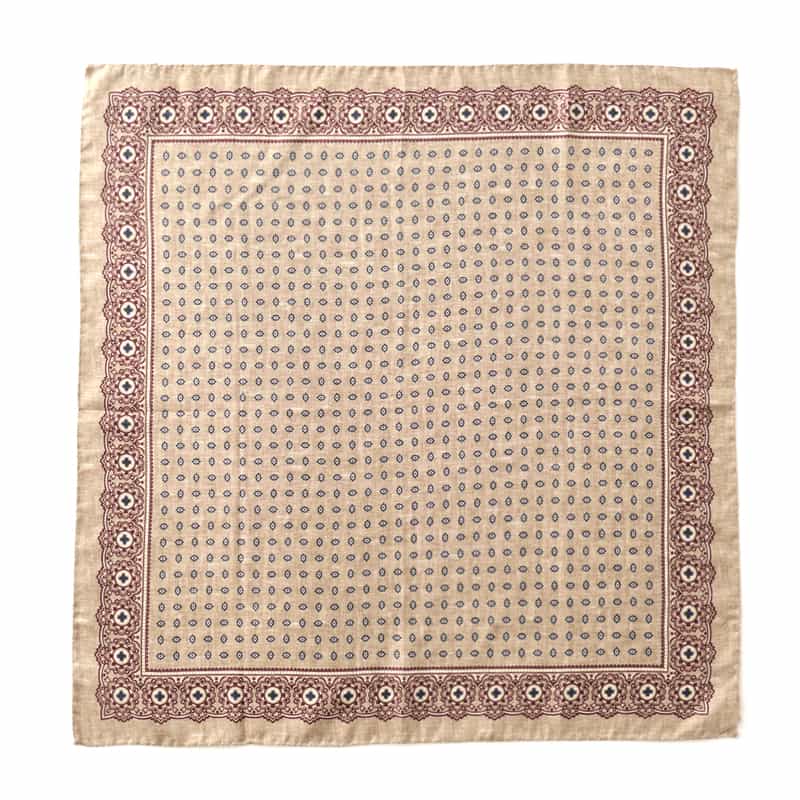 BARNEYS NEW YORK 小紋柄シルクスカーフ BEIGE