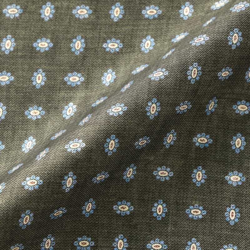 BARNEYS NEW YORK 小紋柄シルクスカーフ KHAKI