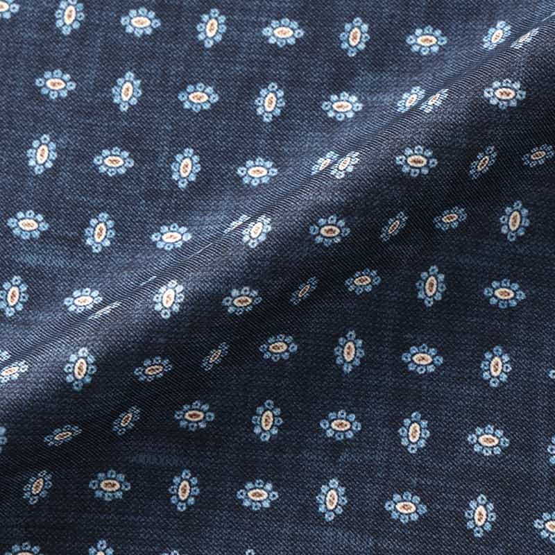 BARNEYS NEW YORK 小紋柄シルクスカーフ NAVY