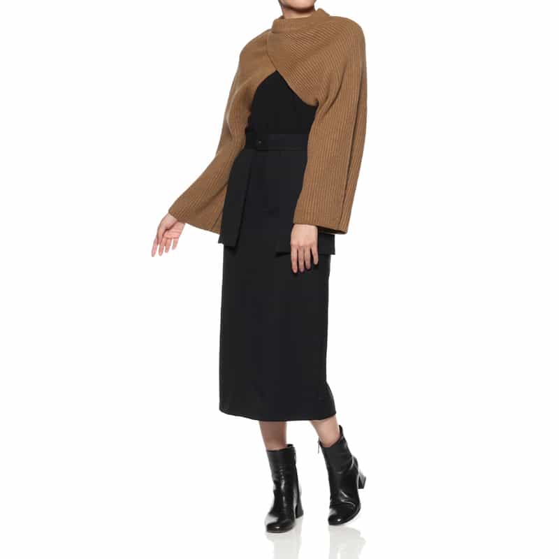 HYKE HYKE＜ハイク＞ リブニットシュラッグ CAMEL