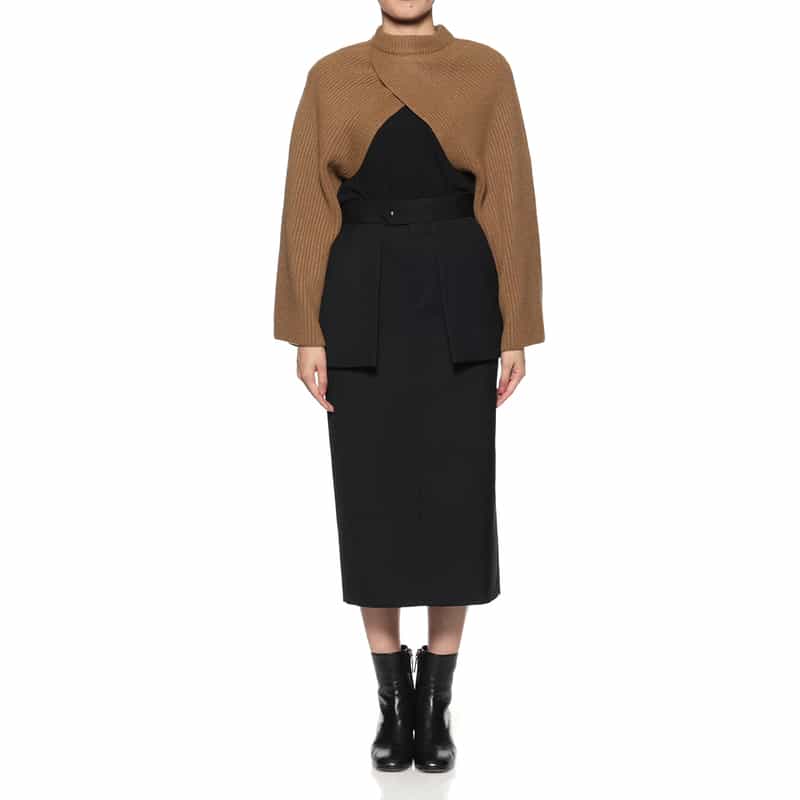 HYKE HYKE＜ハイク＞ リブニットシュラッグ CAMEL