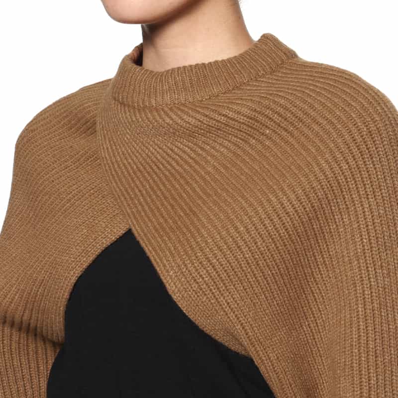 HYKE HYKE＜ハイク＞ リブニットシュラッグ CAMEL