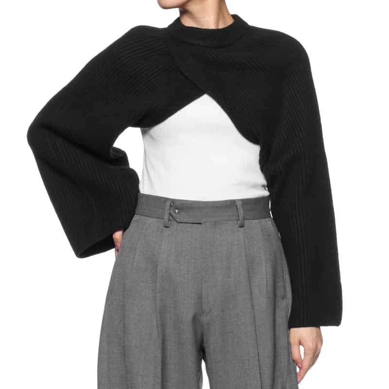 HYKE HYKE＜ハイク＞ リブニットシュラッグ BLACK