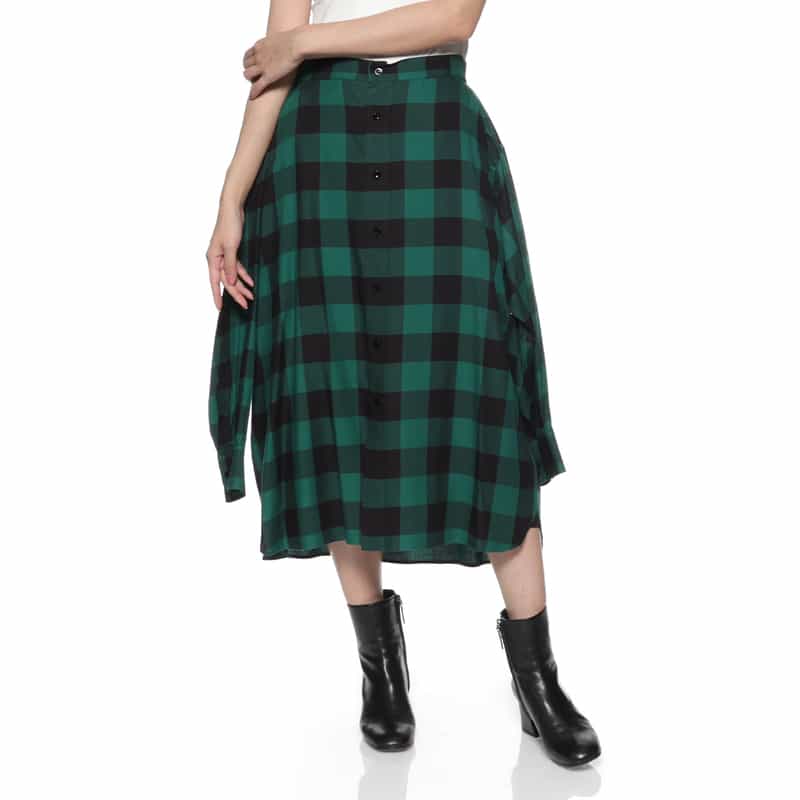 HYKE HYKE ＜ハイク＞ チェック柄シャツデザインスカート GREEN