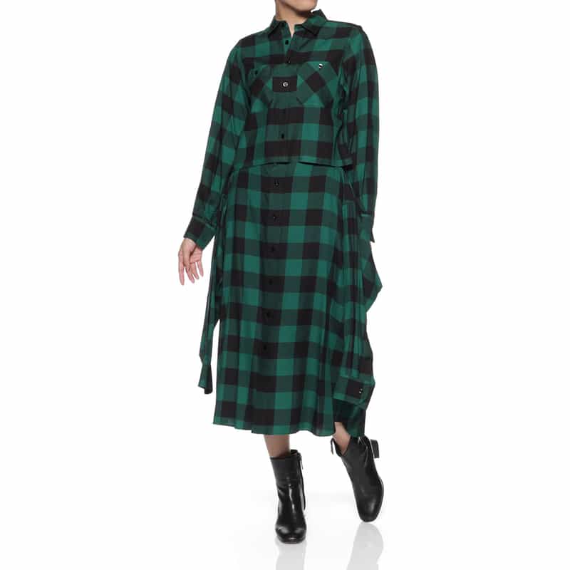HYKE HYKE ＜ハイク＞ チェック柄シャツデザインスカート GREEN