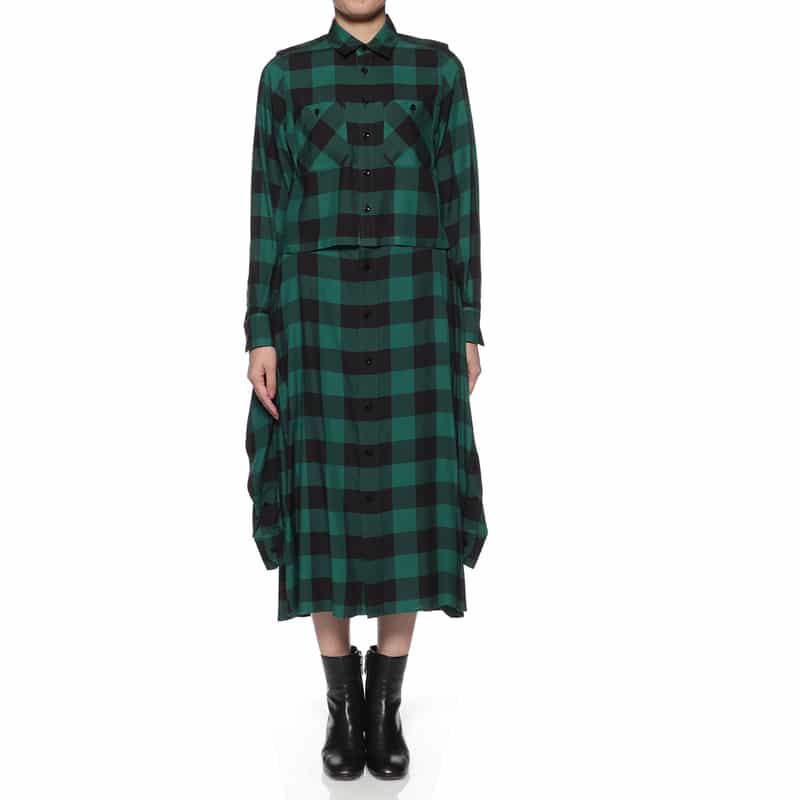 HYKE HYKE ＜ハイク＞ チェック柄シャツデザインスカート GREEN