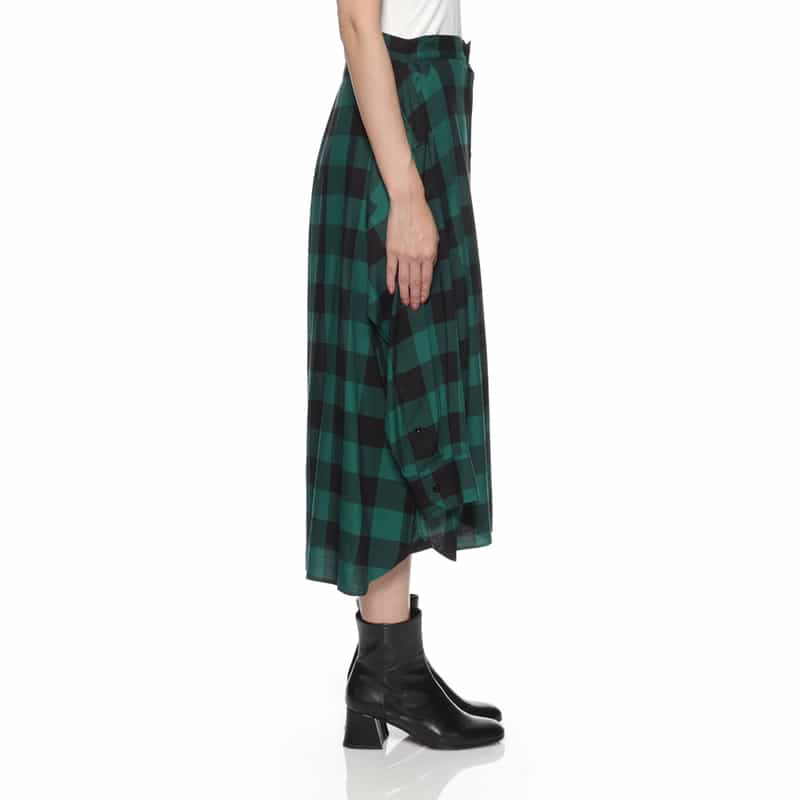 HYKE HYKE ＜ハイク＞ チェック柄シャツデザインスカート GREEN