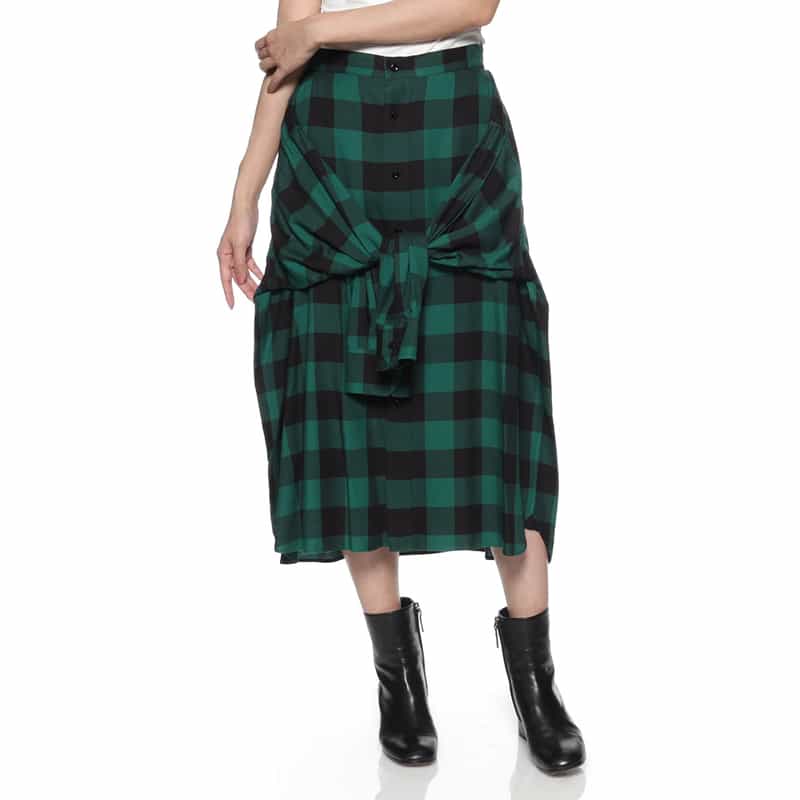 HYKE HYKE ＜ハイク＞ チェック柄シャツデザインスカート GREEN