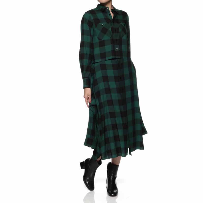 HYKE HYKE ＜ハイク＞ チェック柄クロップドシャツ GREEN