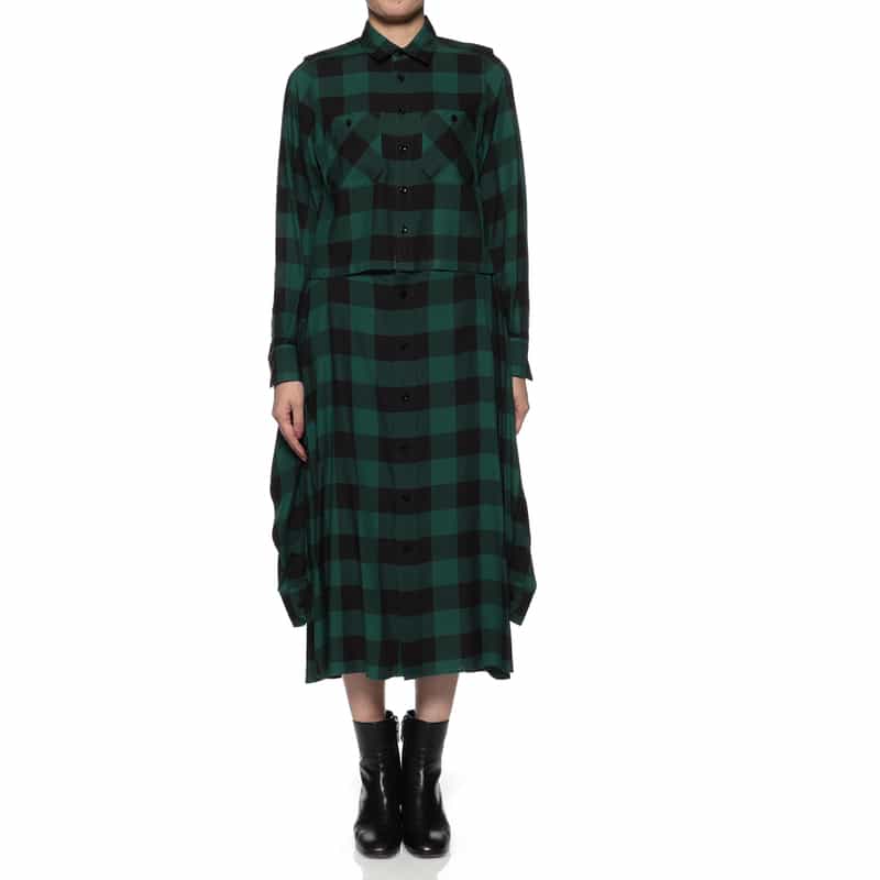 HYKE HYKE ＜ハイク＞ チェック柄クロップドシャツ GREEN