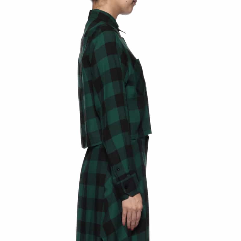 HYKE HYKE ＜ハイク＞ チェック柄クロップドシャツ GREEN