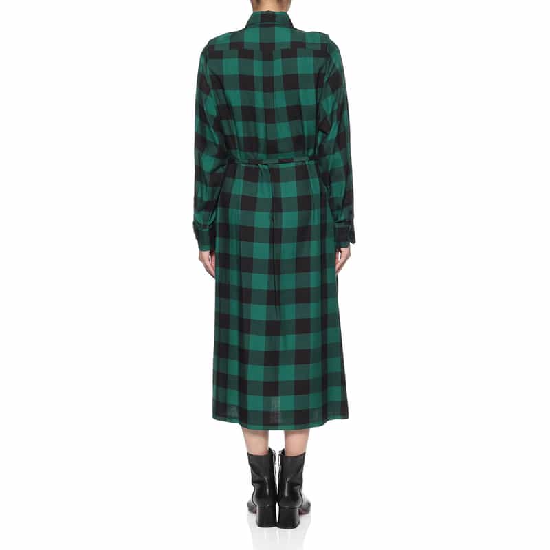 HYKE HYKE ＜ハイク＞ チェック柄ベルテッドシャツドレス GREEN