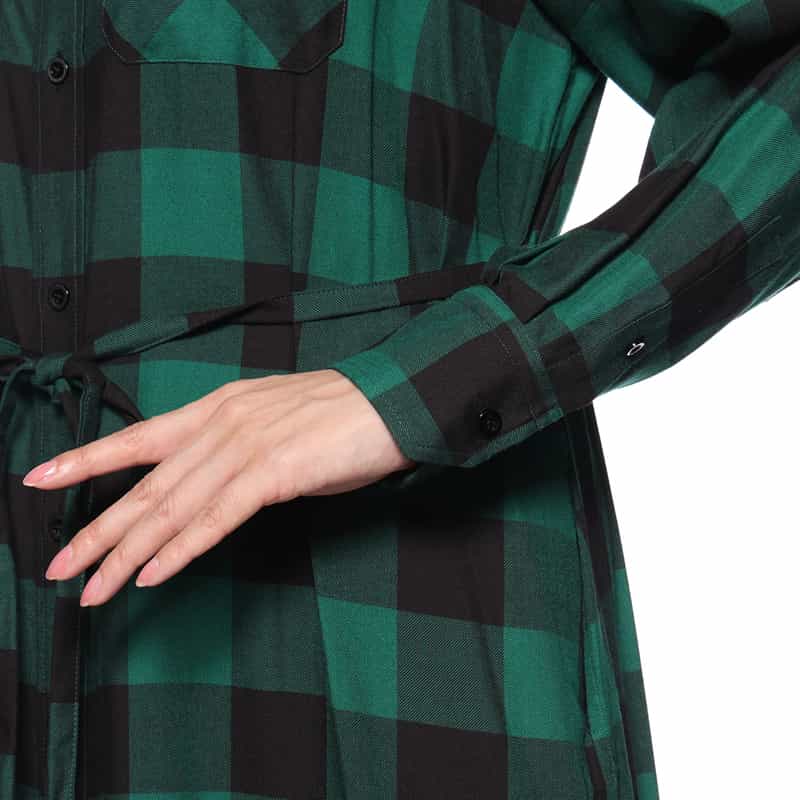 HYKE HYKE ＜ハイク＞ チェック柄ベルテッドシャツドレス GREEN