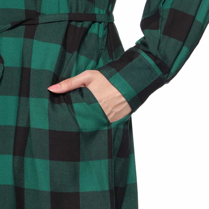 HYKE HYKE ＜ハイク＞ チェック柄ベルテッドシャツドレス GREEN