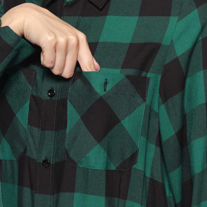 HYKE HYKE ＜ハイク＞ チェック柄ベルテッドシャツドレス GREEN