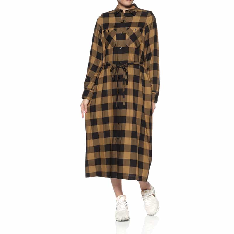 HYKE <ハイク> チェック柄ベルテッドシャツドレス