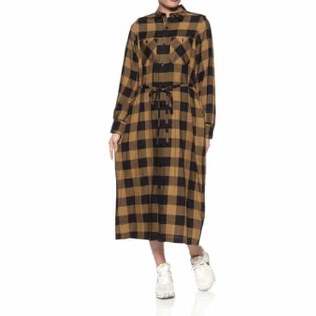 HYKE <ハイク> チェック柄ベルテッドシャツドレス
