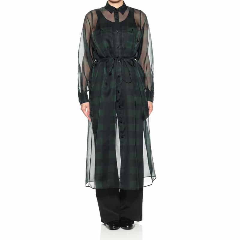 HYKE HYKE＜ハイク＞ シアー素材ドレス GREEN