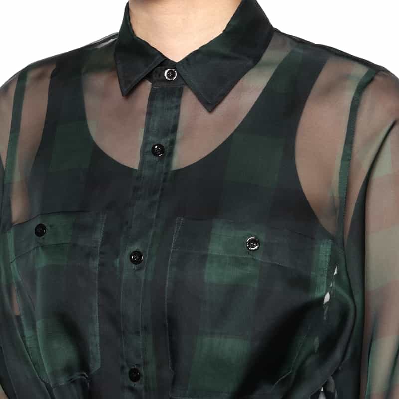 HYKE HYKE＜ハイク＞ シアー素材ドレス GREEN