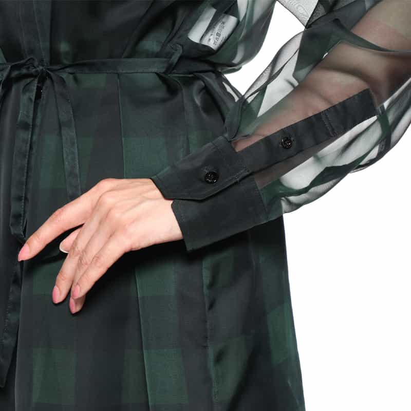 HYKE HYKE＜ハイク＞ シアー素材ドレス GREEN