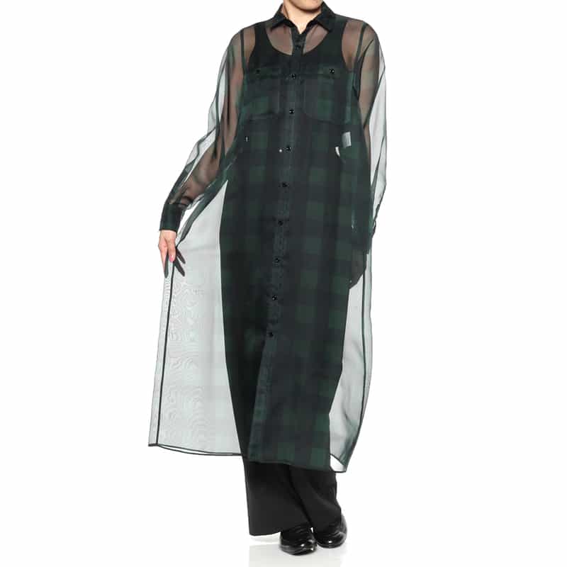 HYKE HYKE＜ハイク＞ シアー素材ドレス GREEN