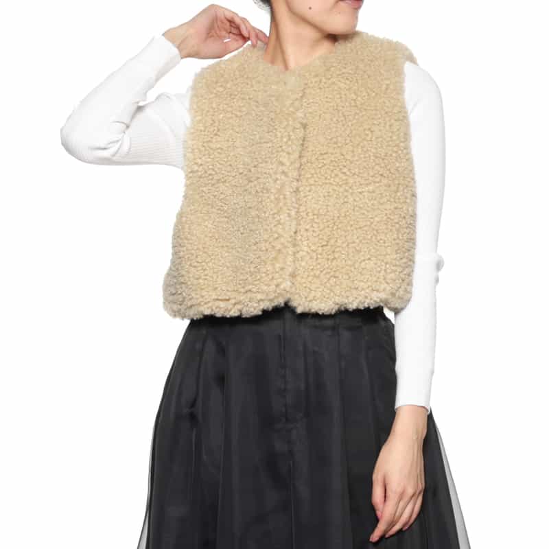 HYKE HYKE＜ハイク＞ ボア素材クロップドベスト IVORY