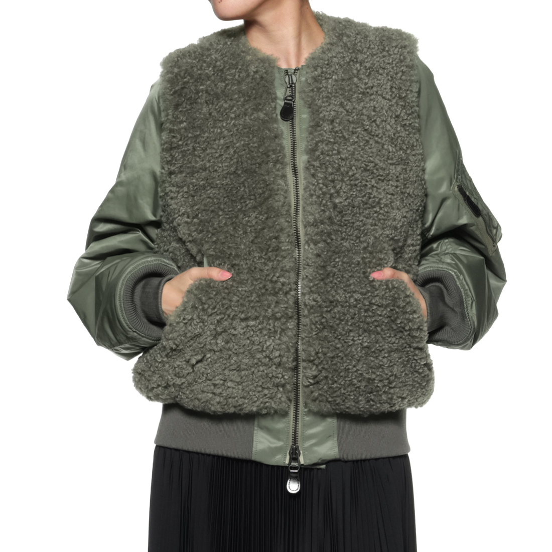 HYKE＜ハイク＞ フェイクムートン付MA-1ジャケット