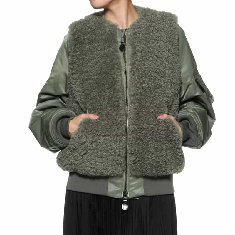 HYKE HYKE＜ハイク＞ フェイクムートン付MA-1ジャケット KHAKI