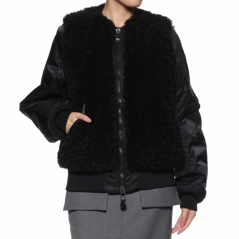 HYKE HYKE＜ハイク＞ フェイクムートン付MA-1ジャケット BLACK