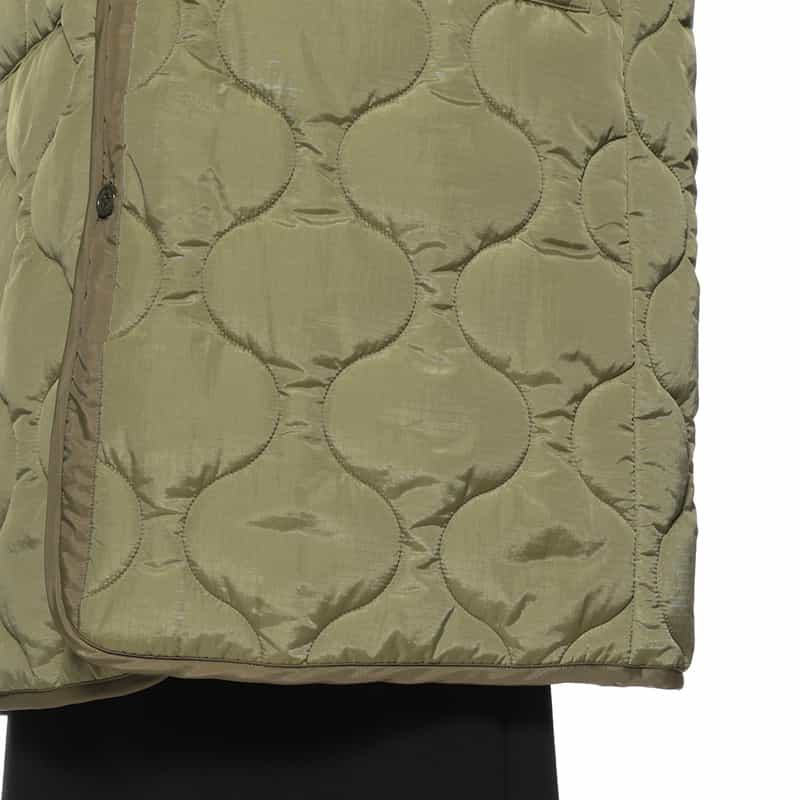 HYKE HYKE ＜ハイク＞ ノーカラーキルティングコート KHAKI