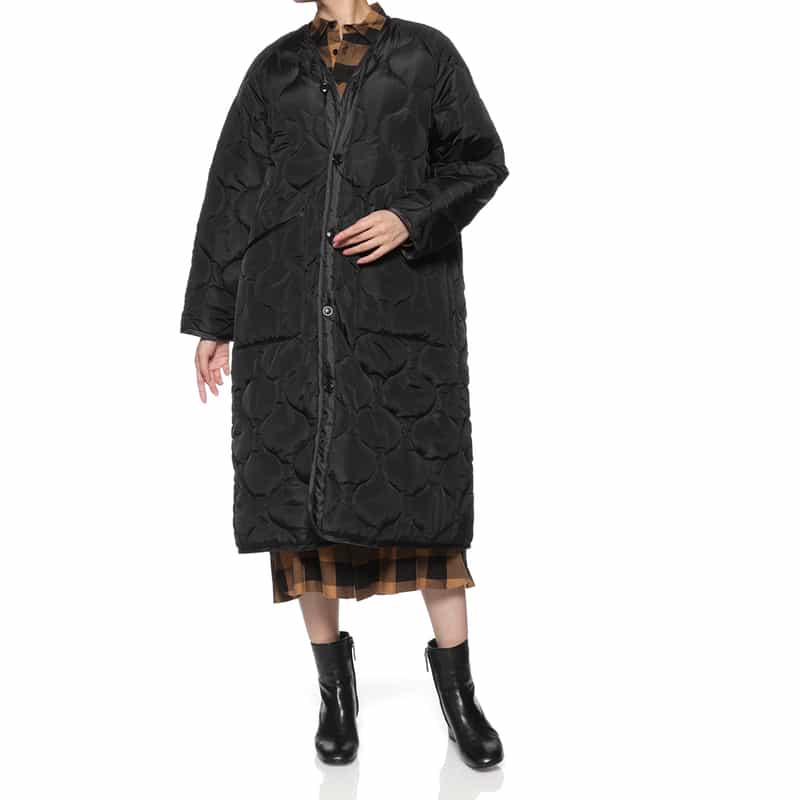 HYKE HYKE ＜ハイク＞ ノーカラーキルティングコート BLACK