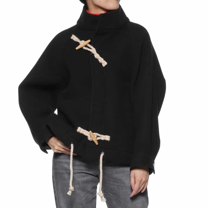 HYKE HYKE ＜ハイク＞ ダブルフェイスウール ハーフダッフルコート BLACK