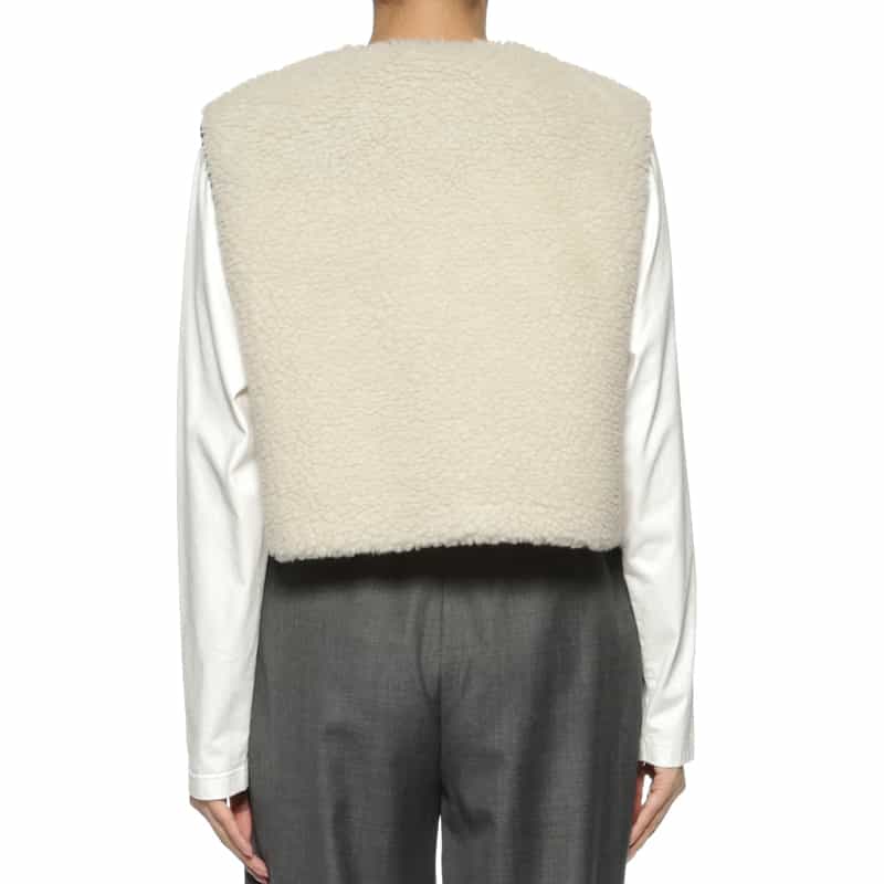 HYKE HYKE＜ハイク＞ フェイクムートン クロップドベスト WHITE