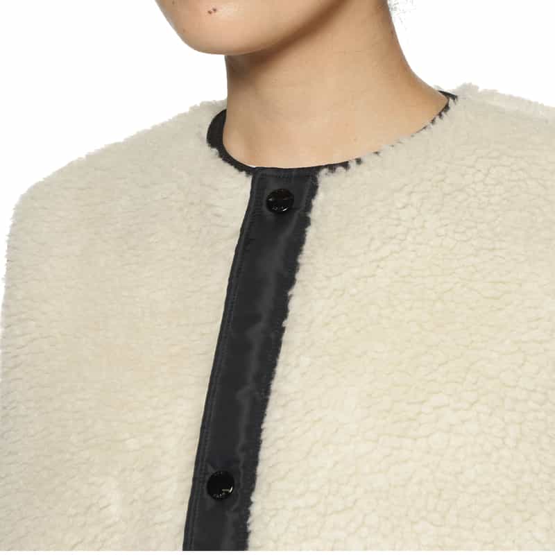 HYKE HYKE＜ハイク＞ フェイクムートン クロップドベスト WHITE