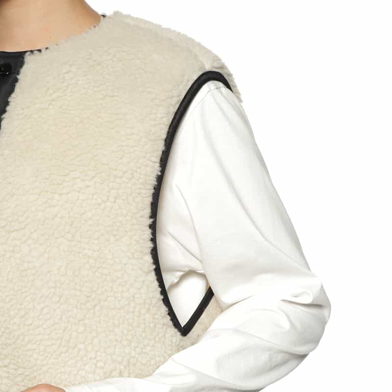 HYKE HYKE＜ハイク＞ フェイクムートン クロップドベスト WHITE