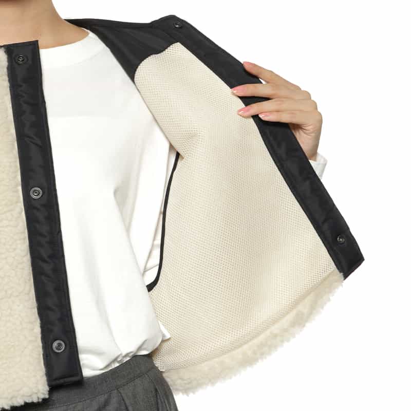 HYKE HYKE＜ハイク＞ フェイクムートン クロップドベスト WHITE