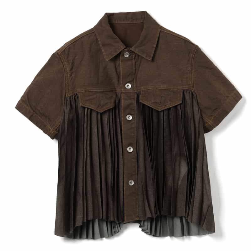 SACAI SACAI＜サカイ＞ コンビネーションショートスリーブシャツ BROWN