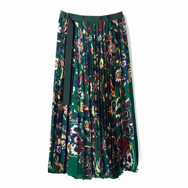 SACAI SACAI＜サカイ＞ フローラル柄プリーツスカート GREEN