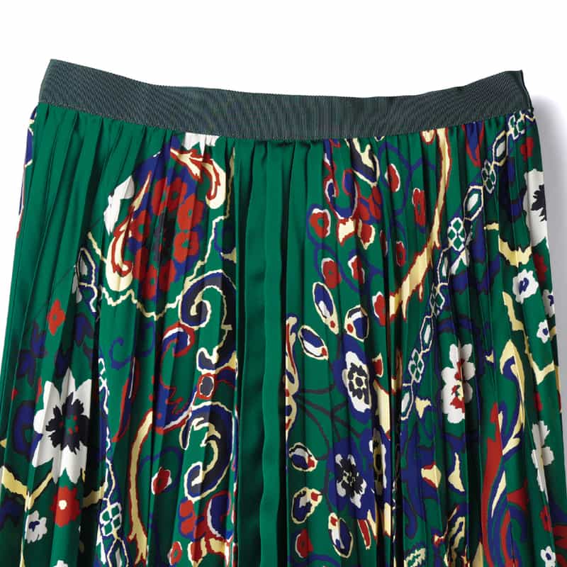SACAI SACAI＜サカイ＞ フローラル柄プリーツスカート GREEN