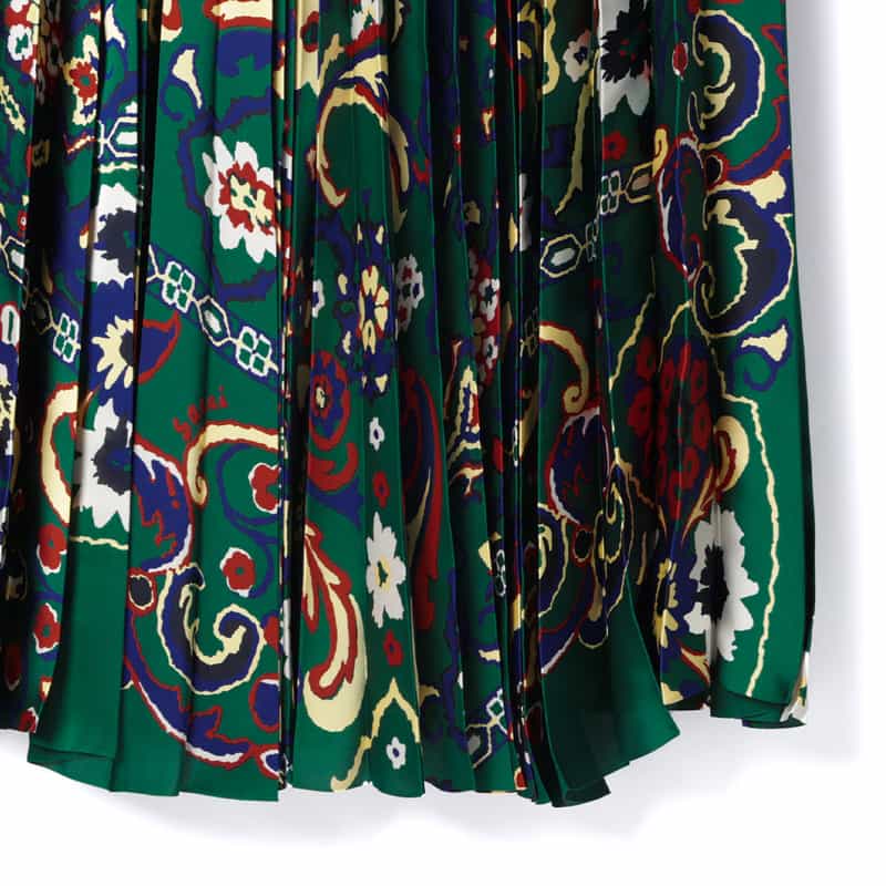 SACAI SACAI＜サカイ＞ フローラル柄プリーツスカート GREEN