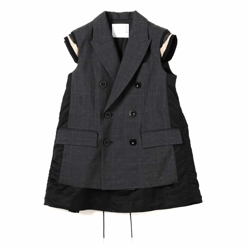 SACAI SACAI＜サカイ＞チェック柄テーラードベスト GRAY