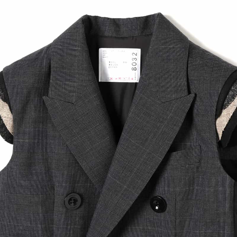 SACAI SACAI＜サカイ＞チェック柄テーラードベスト GRAY