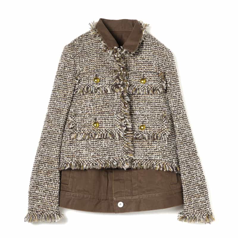 SACAI SACAI＜サカイ＞コンビネーション ツイードジャケット BROWN