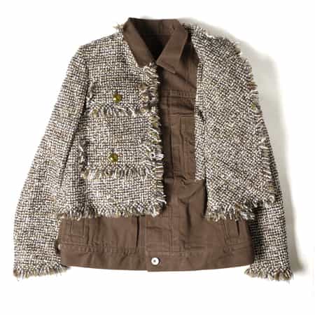sacaiツイードノーカラージャケット ブラック sacai 美品/23年製 サカイ 23-06468/23-06470 ツイード ノー