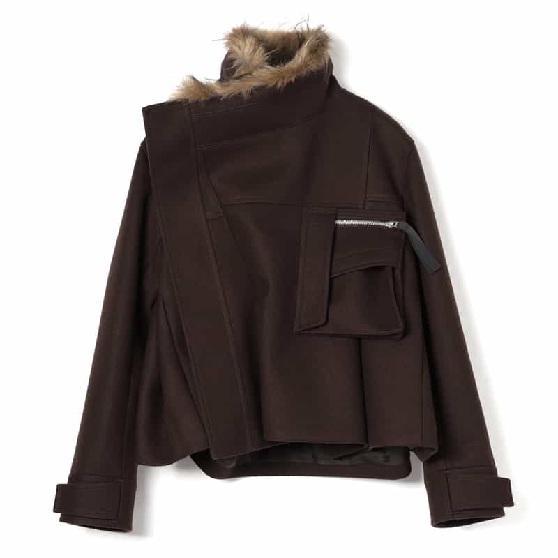 SACAI SACAI＜サカイ＞ファー付ウールブルゾン BROWN