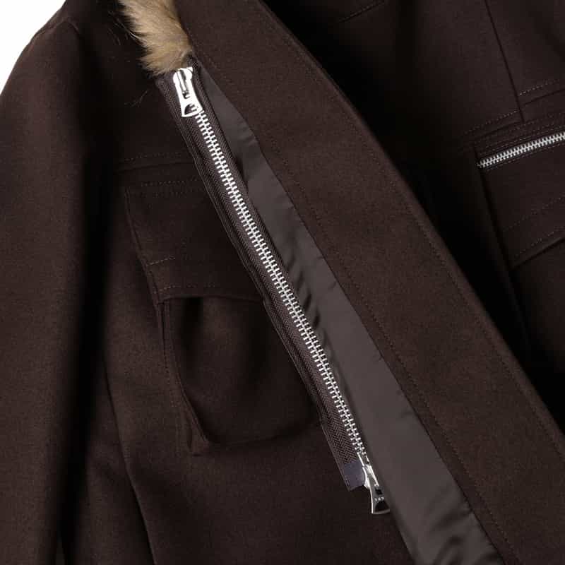 SACAI SACAI＜サカイ＞ファー付ウールブルゾン BROWN