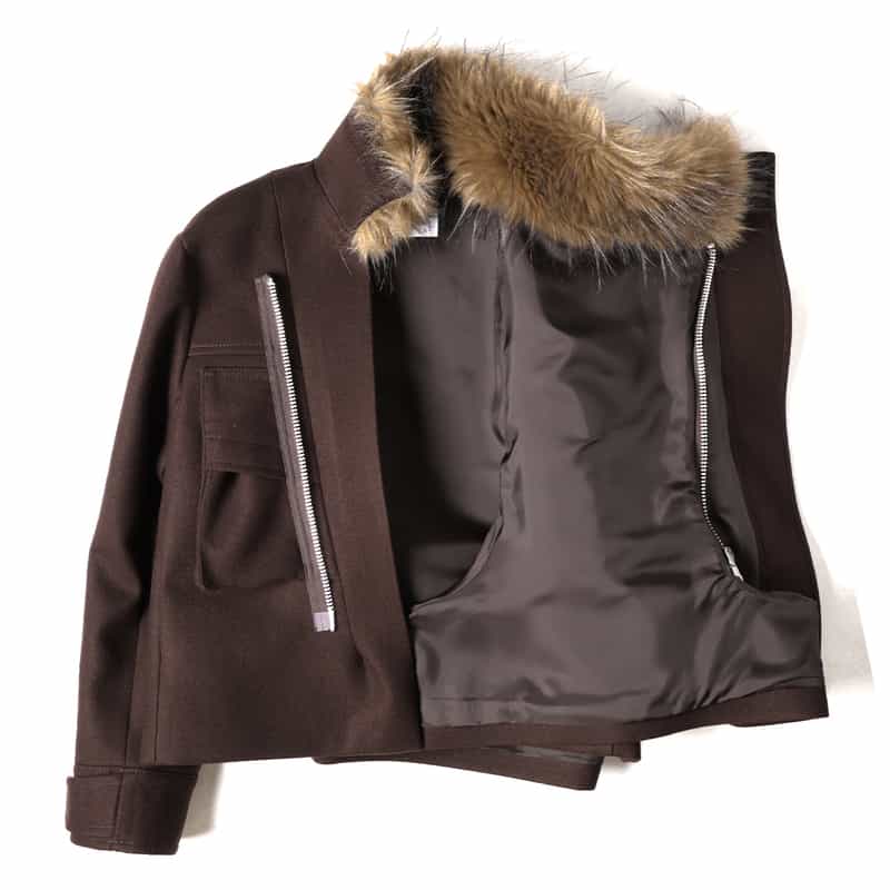 SACAI SACAI＜サカイ＞ファー付ウールブルゾン BROWN
