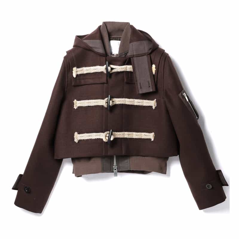 SACAI SACAI＜サカイ＞ショート丈ダッフルコート BROWN