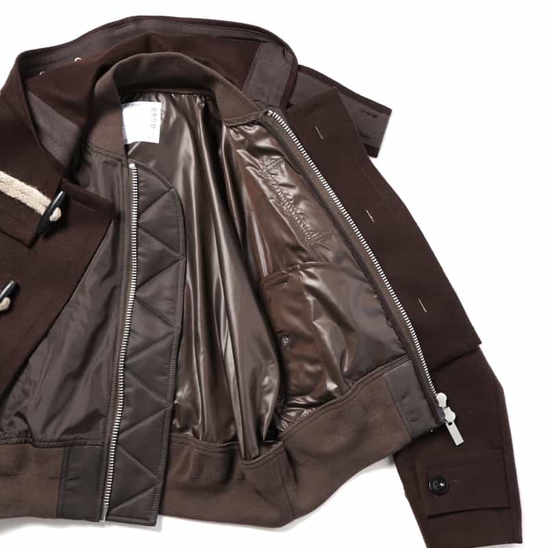 SACAI SACAI＜サカイ＞ショート丈ダッフルコート BROWN