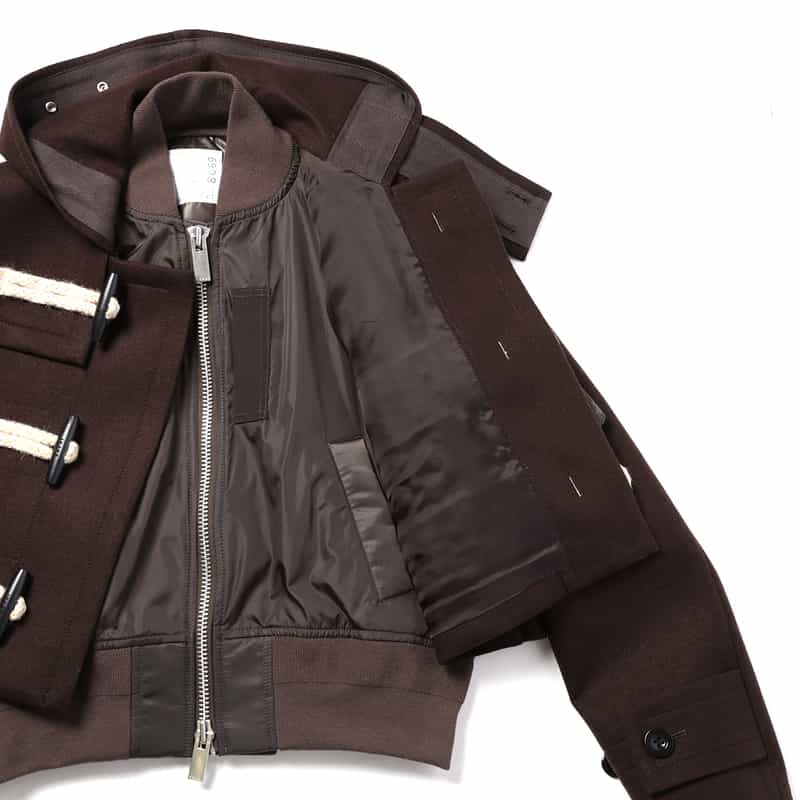 SACAI SACAI＜サカイ＞ショート丈ダッフルコート BROWN
